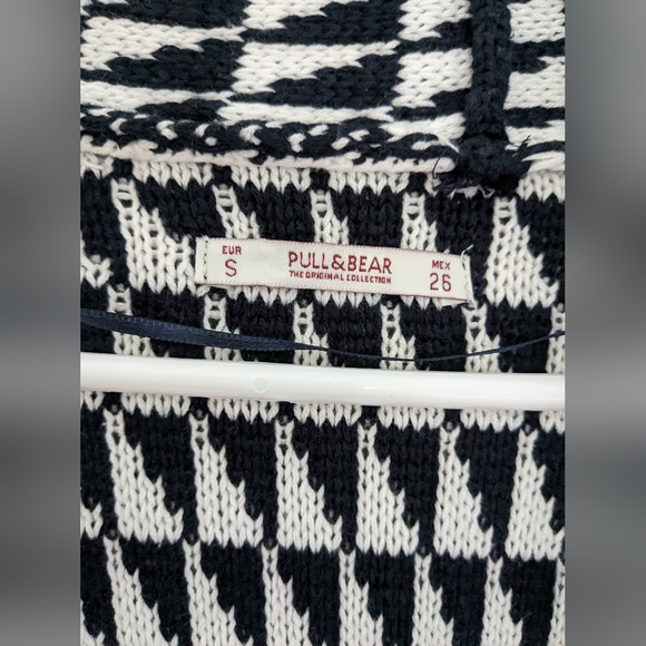 Pull & Bear Knit Open Cardigan Striped Multicolor Fringe Blue Maroon Size S - Picture 3 of 6